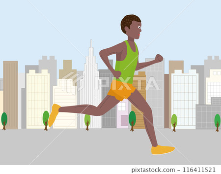 Illustration of a men's marathon in athletics. 116411521