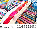 Fabric products typical of Southeast Asia at the night market in Luang Prabang, Laos 116411968