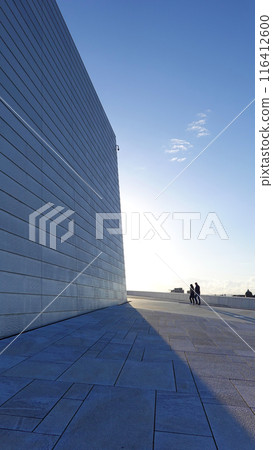 Opera house Oslo roof top with shading light in Oslo, Norway Opera house Oslo roof top with shading light in Oslo, Norway 116412600