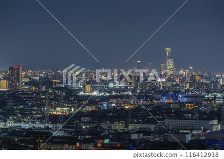 Night view of Osaka from Kamiishikiri Dai-ni Park 116412938