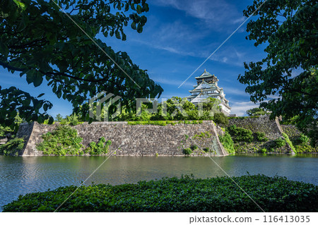 Osaka Castle tower seen from across the moat 116413035