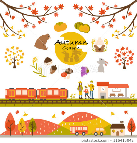 Autumn scenery and items in Japan 116413042