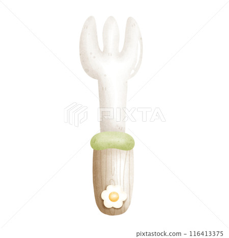 Cute cartoon of a spoon and fork with a flower. Cute cartoon of a spoon and fork with a flower. 116413375