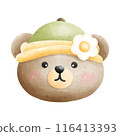 Cute bears head wearing flower hats. 116413393
