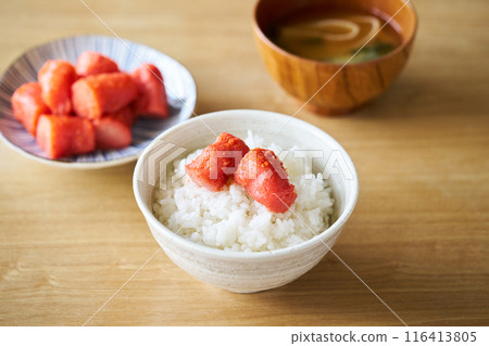 Mentaiko with mustard on top of rice 116413805