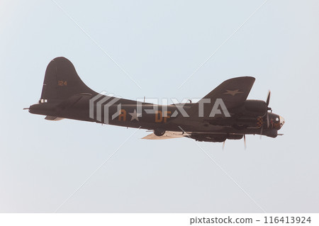 A US Army Boeing B-17G bomber in flight A US Army Boeing B-17G bomber in flight 116413924