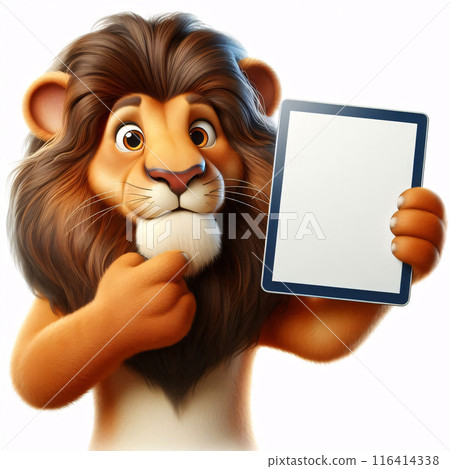 Cute 3d animals holding up an empty white sign, all isolated on a white background 116414338