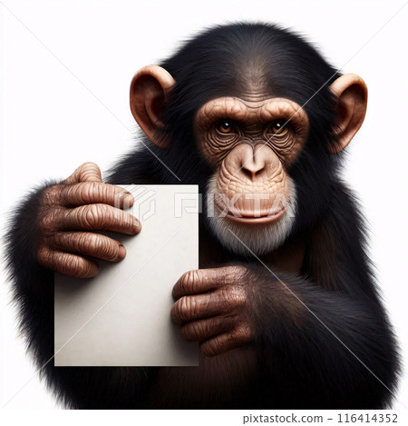 Cute 3d animals holding up an empty white sign, all isolated on a white background 116414352