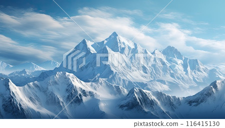 Mountains peaks crowned with snow 116415130