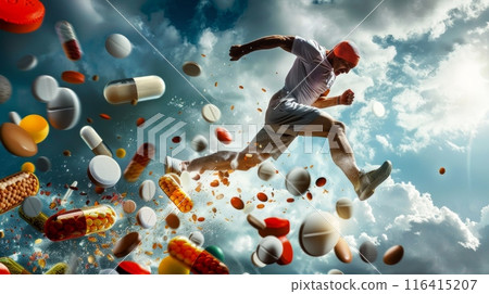 football action scene with competing soccer players 116415207