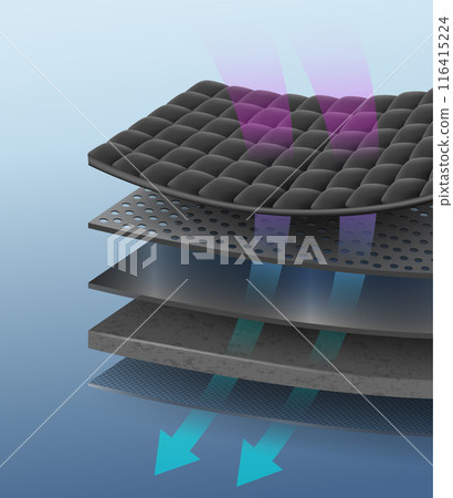 Carbon insulation layer, dust filter smoke and dirt With 5 layers of special filter material to help purify the air. Realistic vector file. Carbon insulation layer, dust filter smoke and dirt With 5 layers of special filter material to help purify the air. Realistic vector file. 116415224