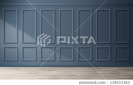 Room interior with classic panel on blue wall 116415363