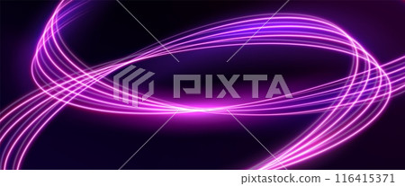 Abstract neon light lines glowing on black 116415371