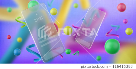 Background with mobile phone screen blur glass 116415393