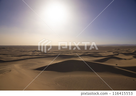 Sahara desert in Mhamid El Ghizlane, southern Morocco at sunset Sahara desert in Mhamid El Ghizlane, southern Morocco at sunset 116415553