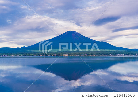 (山梨縣)黎明時從山中湖畔看到的富士山 (山梨縣)黎明時從山中湖畔看到的富士山 116415569