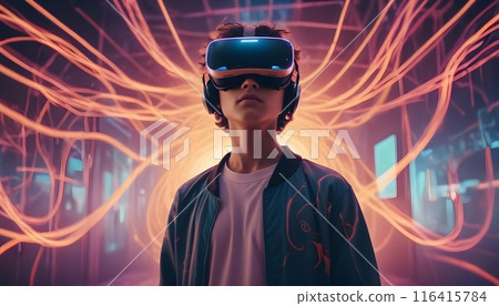 Immersed in Virtual Reality. The Future of Entertainment - Generated by AI 116415784
