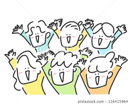 人們舉手熱烈歡呼，現場觀眾，萬歲 116415964