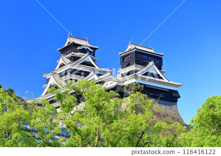 [熊本縣] 熊本城的晴空（大天守閣和小天守閣） 116416122