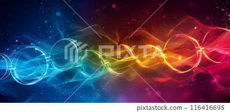 holographic rings and waves , abstract background 116416695