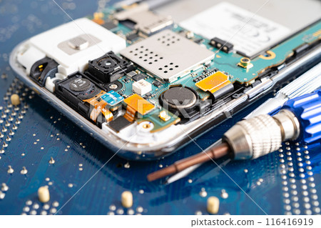 Repairing and upgrade circuit mainboard of notebook, electronic, computer hardware and technology. Repairing and upgrade circuit mainboard of notebook, electronic, computer hardware and technology. 116416919