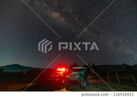 Jeep photographed with the Milky Way Jeep photographed with the Milky Way 116416931