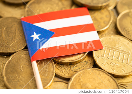 Chile flag on gold coins, finance and banking business. 116417004