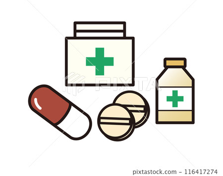 藥品和急救箱圖示插圖 set_color 116417274