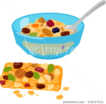 Granola in a bowl and granola bars Granola in a bowl and granola bars 116417522