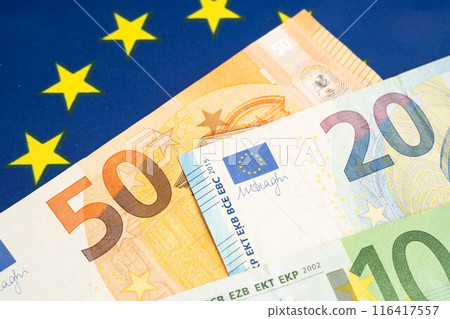 Euro banknote with coin money economy finance exchange trade investment. 116417557