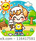 夏天孩子吃冰淇淋 116417581