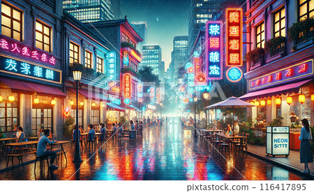 市中心的夜景 116417895