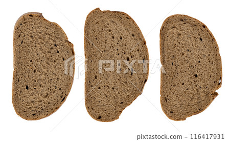slices of rye bread on white background, top view slices of rye bread on white background, top view 116417931