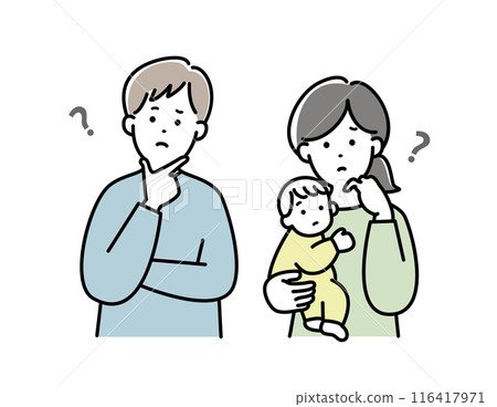 表情困擾的年輕家庭插畫素材 表情困擾的年輕家庭插畫素材 116417971