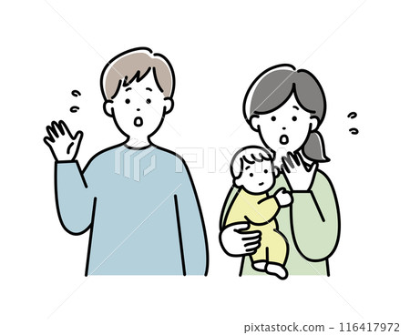 表情焦慮的年輕一代家庭插畫素材 表情焦慮的年輕一代家庭插畫素材 116417972
