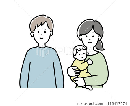 Illustration material of a young family holding a baby Illustration material of a young family holding a baby 116417974