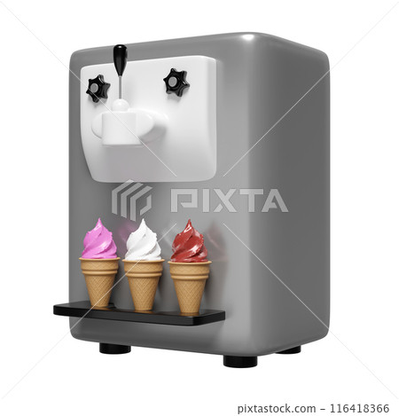 Ice cream cone making machine isolated. 3d render illustration 116418366