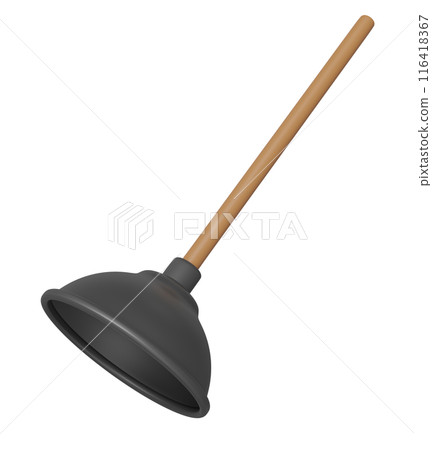 plunger for clean the blockage in the pipe isolated. cleaning tool equipment, 3d illustration render plunger for clean the blockage in the pipe isolated. cleaning tool equipment, 3d illustration render 116418367