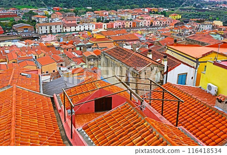 Panorama of the old town of Bosa, Sardinia 116418534