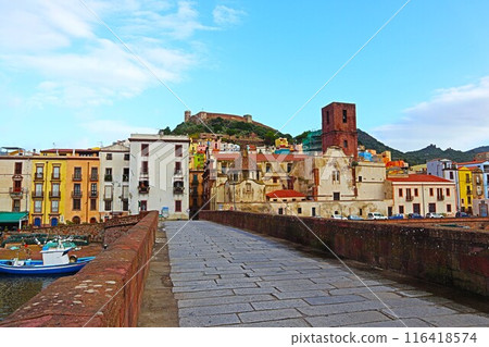 Old town and canal of Bosa, Sardinia 116418574
