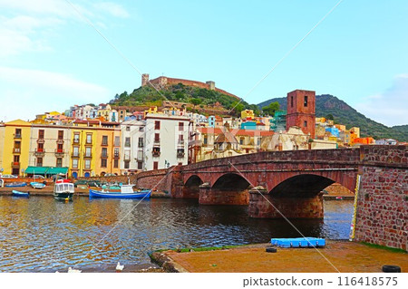 Bosa old town and bridge, Sardinia 116418575