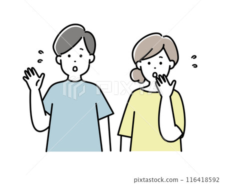 Illustration material of a young couple with a worried expression 116418592