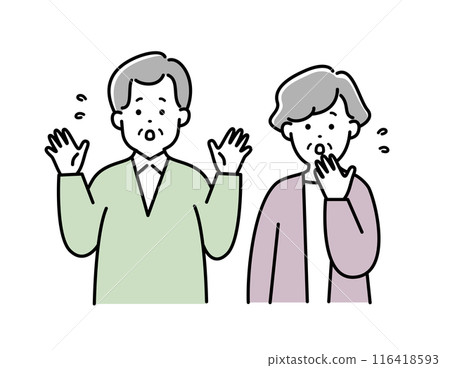 Illustration material of a senior couple with a worried expression 116418593