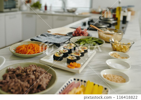 Ingredients For Cooking Korean Kimbap 116418822