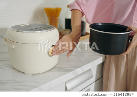 Woman Using Multicooker To Prepare Food 116418994