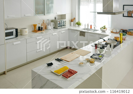 Modern Kitchen With Food At Home 116419012