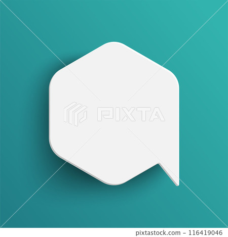 White hexagon speech bubble on green background - Stock Illustration ...