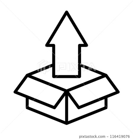 The arrow is pointing out of the box The arrow is pointing out of the box 116419076