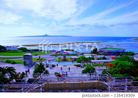 從海洋博公園看到的伊江島風景照片 116419309