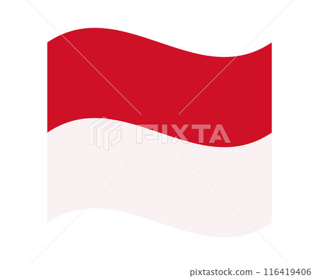Wavy flag of Monaco, isolated on transparent background. Flag of the Principality of Monaco. Vector illustration 116419406
